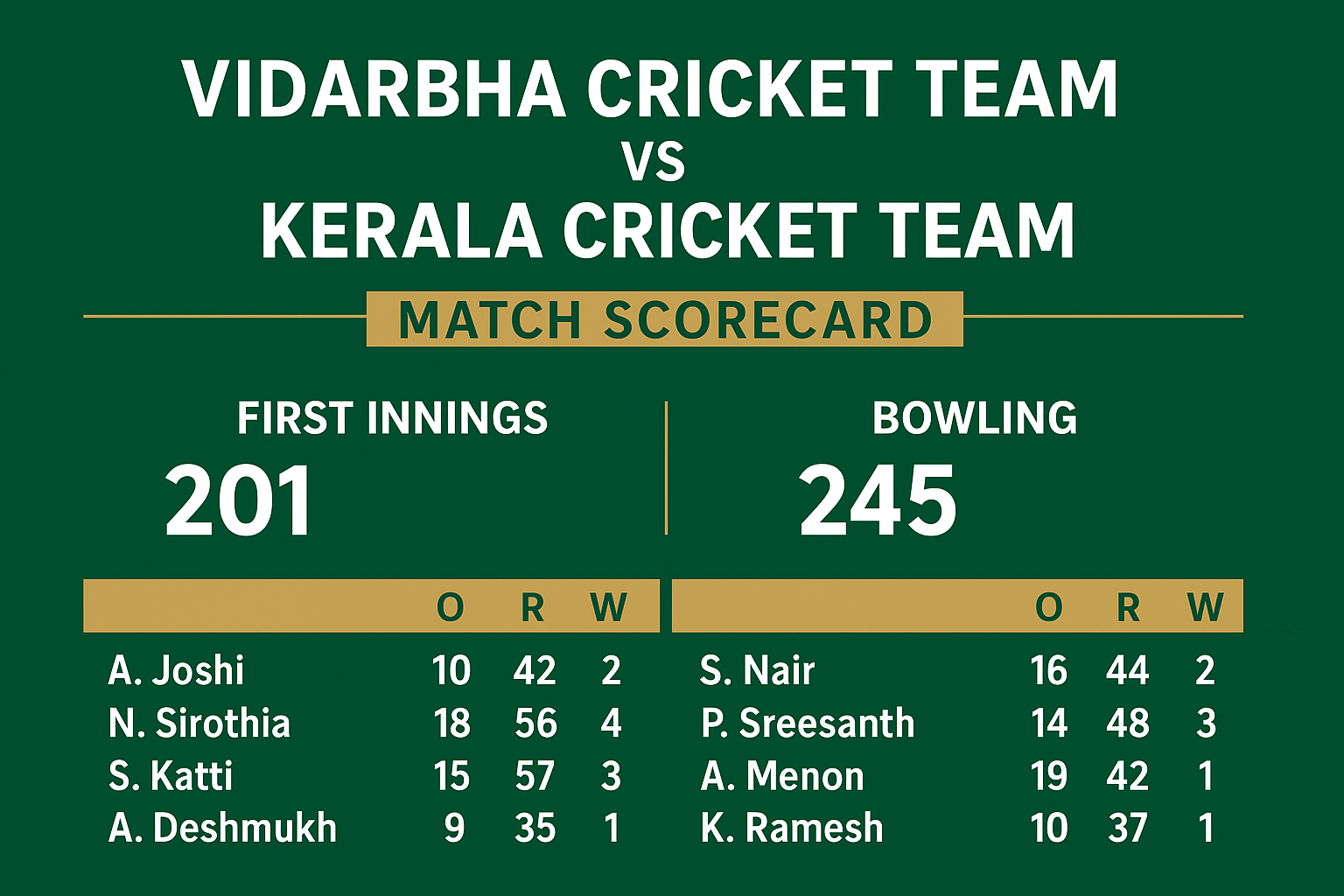 vidarbha cricket team vs kerala cricket team match scorecard