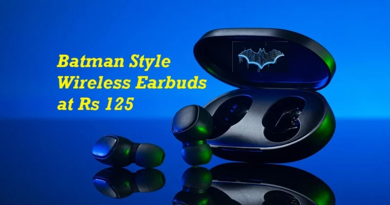 "The Spark Shop Batman Style Wireless BT Earbuds in Black with LED Case"