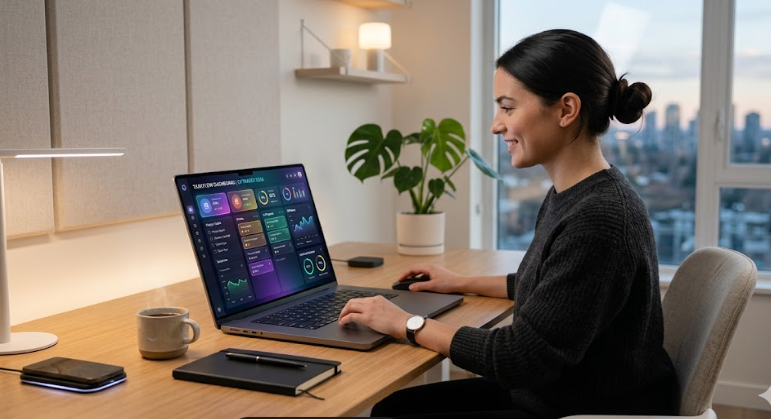 Giniä concept showing smart productivity, efficiency, and organized digital workflow